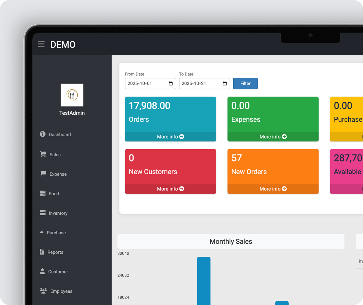 RetailERP POS System secondary view